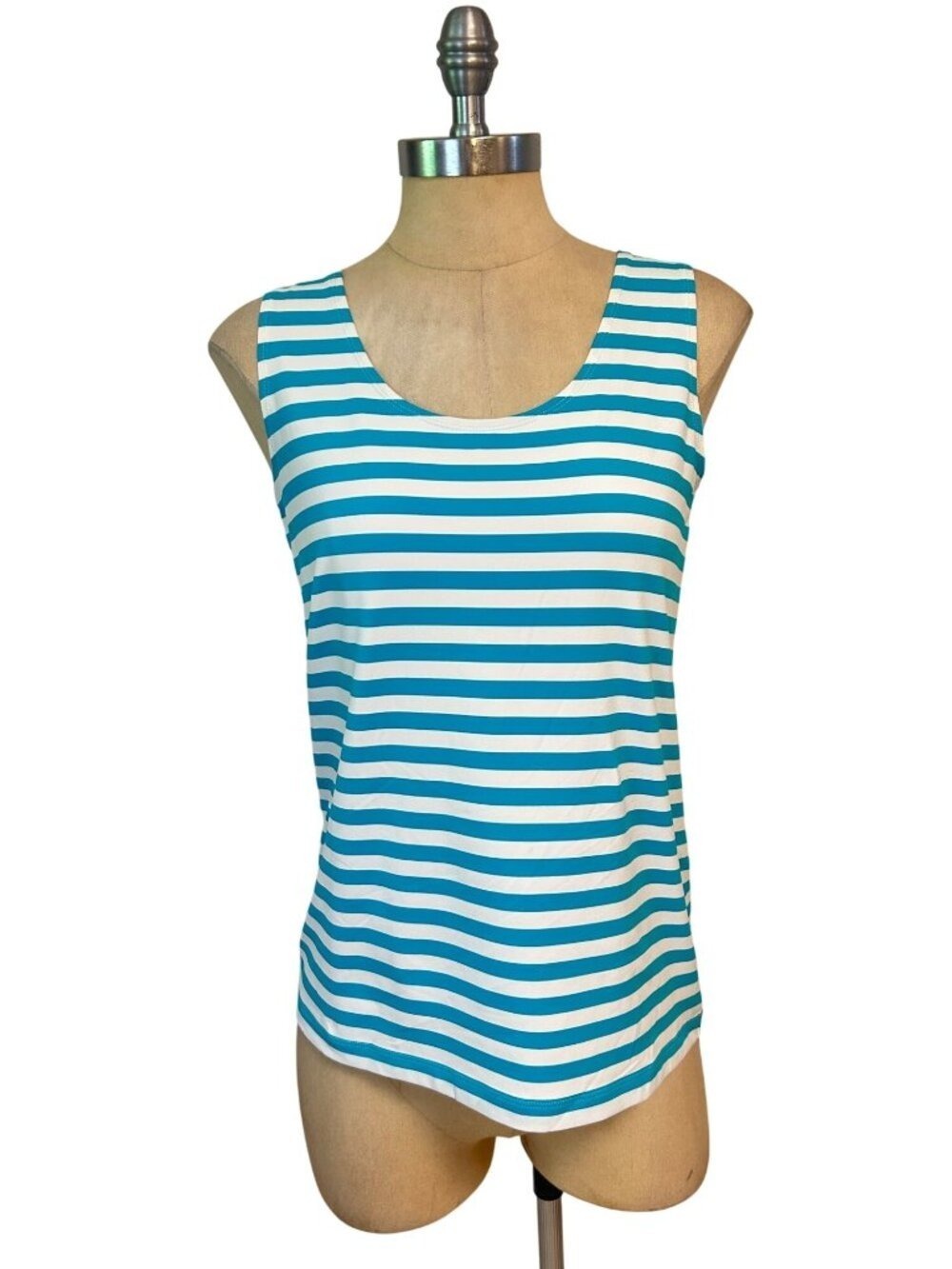 Chicos Microfiber stripe contemporary Tank majestic blue stripe NWT 1 Medium